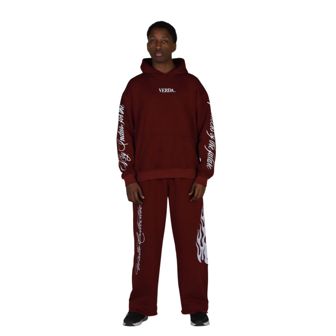 Maroon Flame Tracksuit | Comfortable & Stylish | Streetwear Style