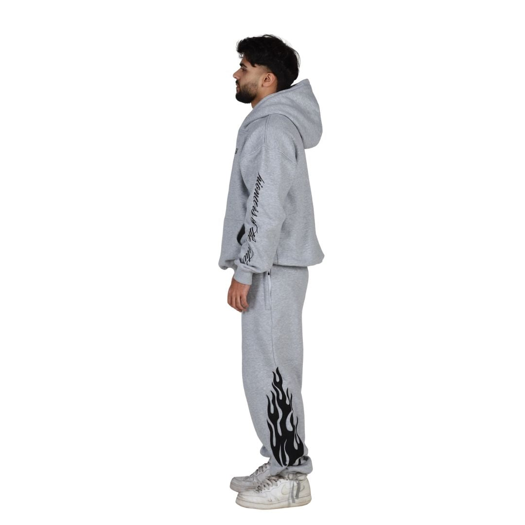 Grey Flame Tracksuit | Comfortable & Stylish | Streetwear Style