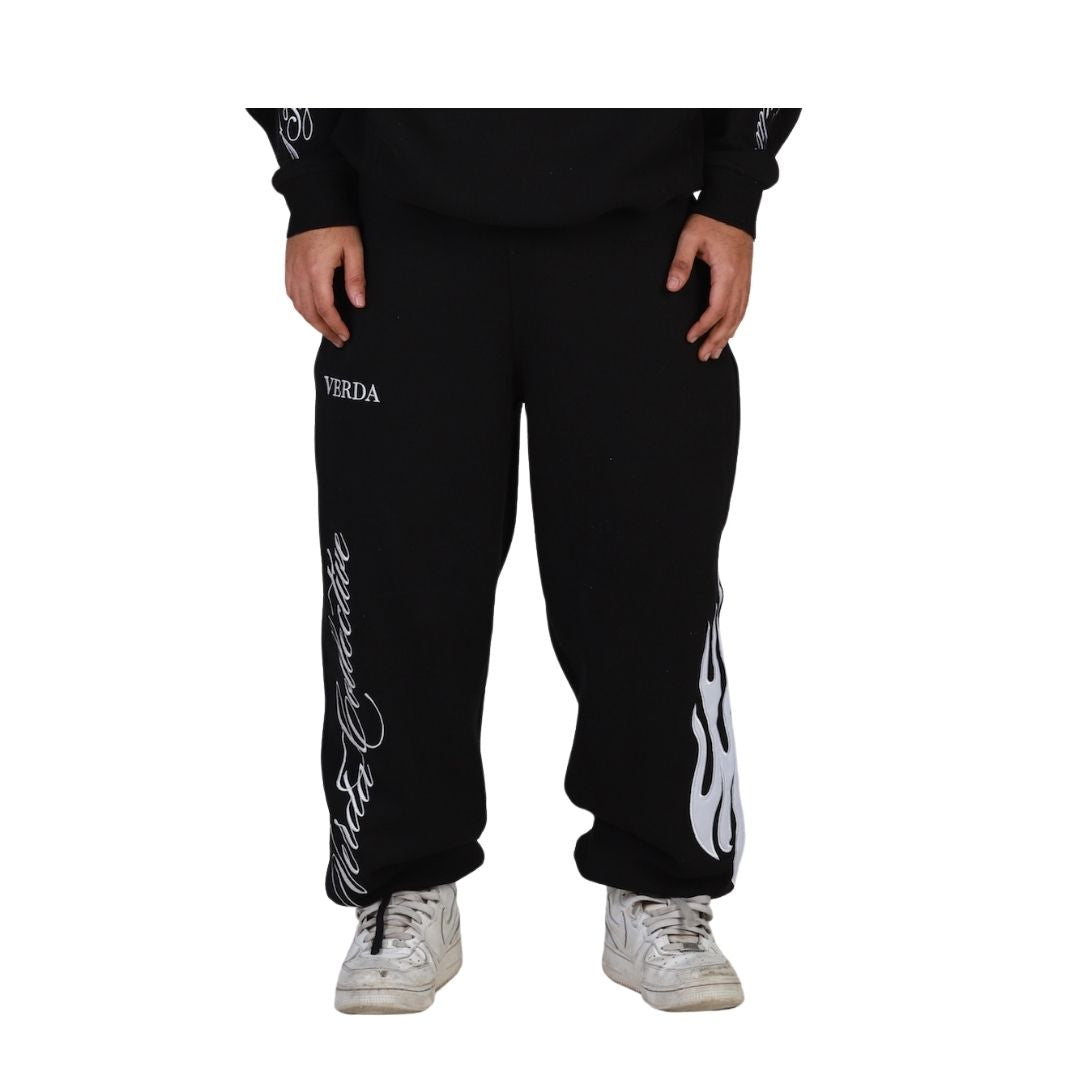 Flame origin sweatpants Black