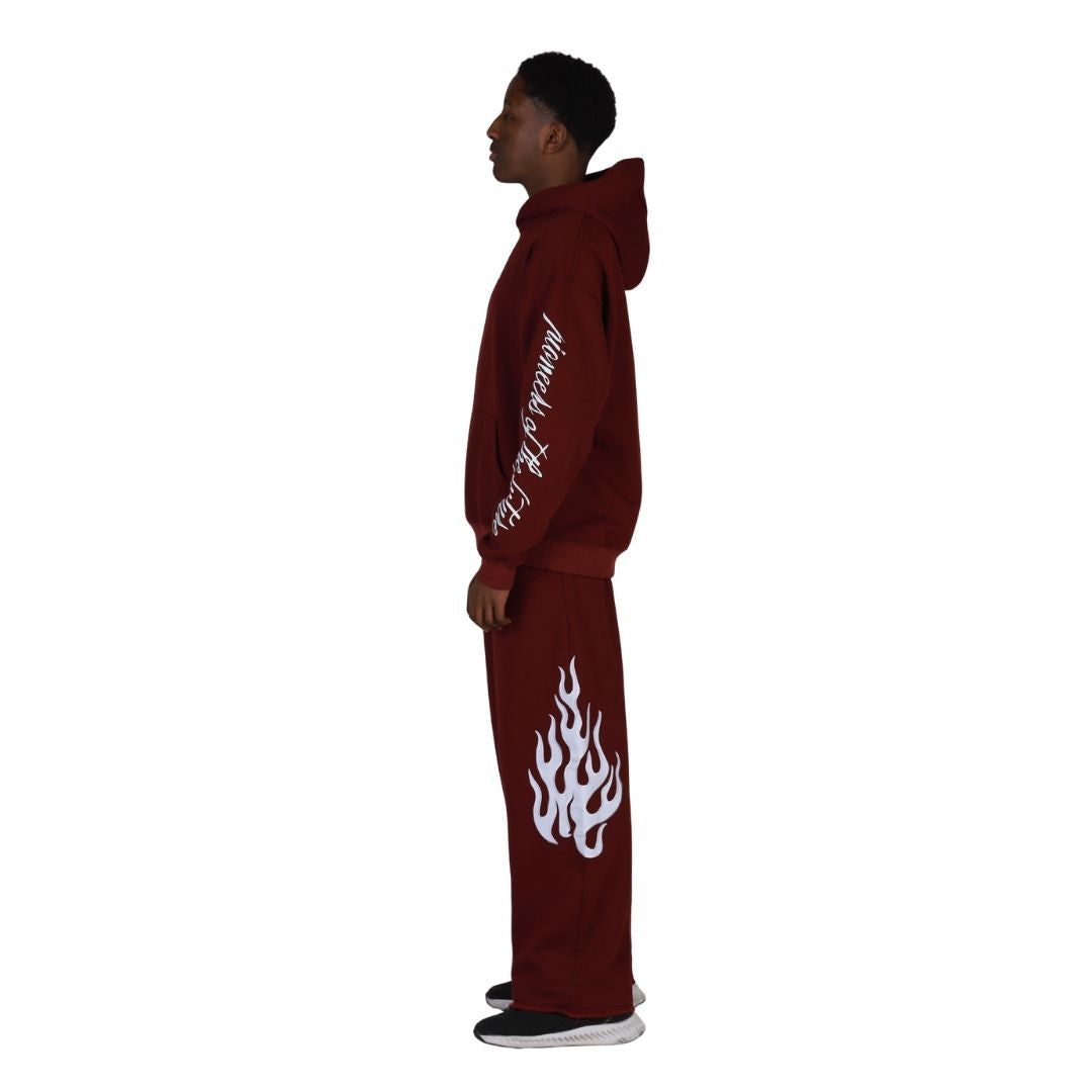 Maroon Flame Tracksuit | Comfortable & Stylish | Streetwear Style