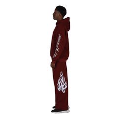 Maroon Flame Tracksuit | Comfortable & Stylish | Streetwear Style