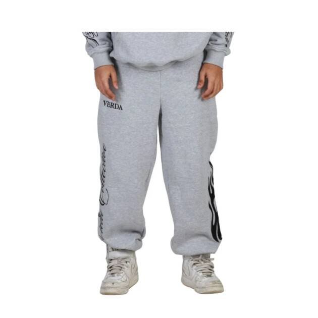 Flame Origin Sweatpants Grey | Premium Fleece Pants | Unisex Streetwear Comfort