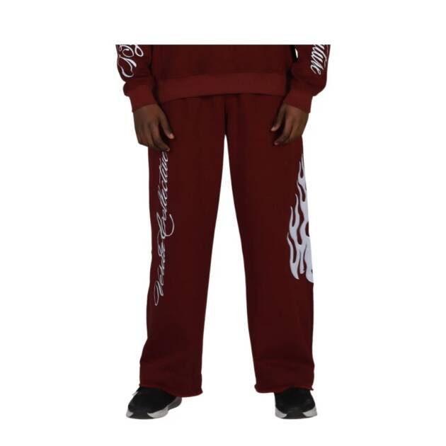 Flame Origin Sweatpants Maroon | Premium Fleece Pants | Unisex Streetwear Comfort