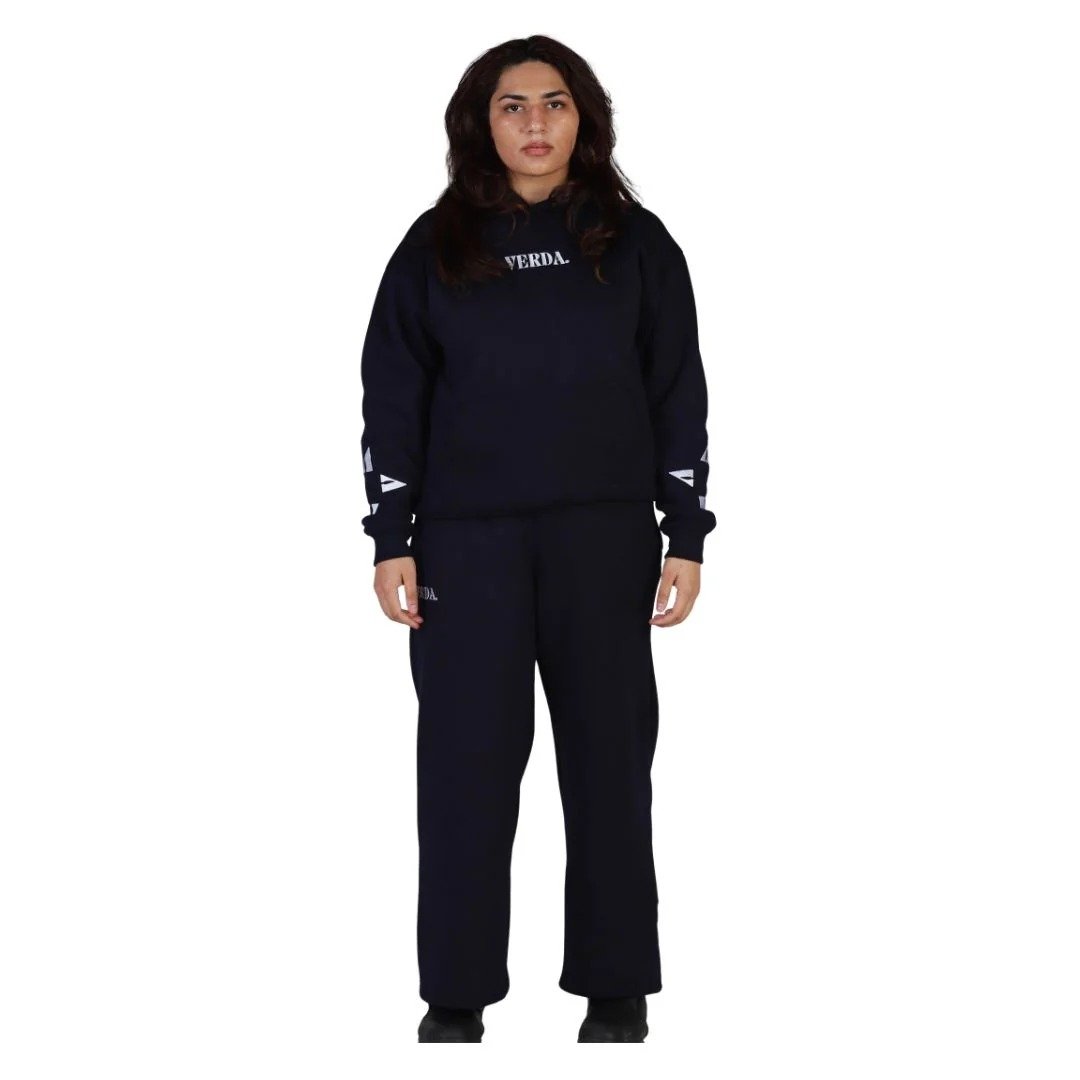 Georose Navy Tracksuit | Premium Fleece Hoodie & Fleece Pant Set | Unisex Streetwear Outfit