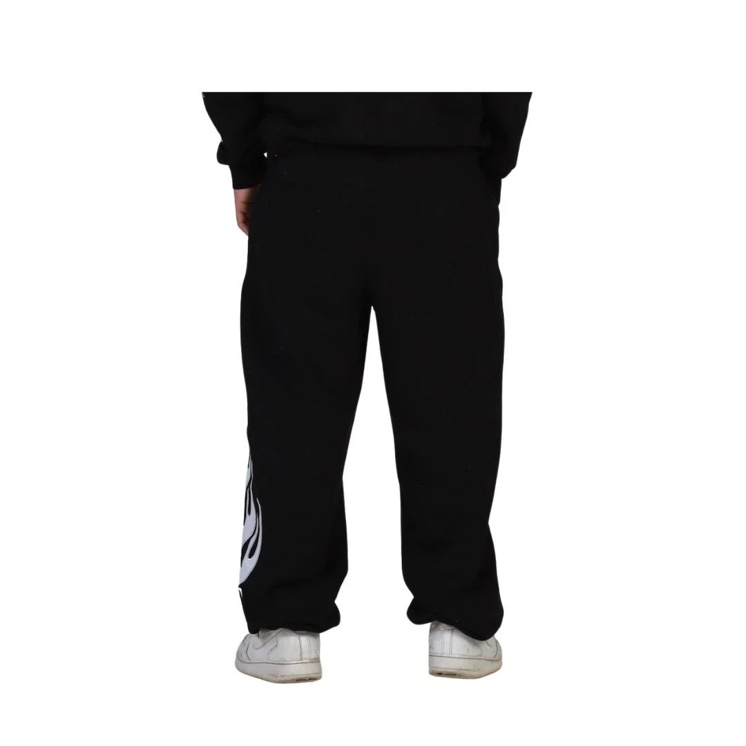 Flame Origin Sweatpants Black | Premium Fleece Pants | Unisex Streetwear Comfort
