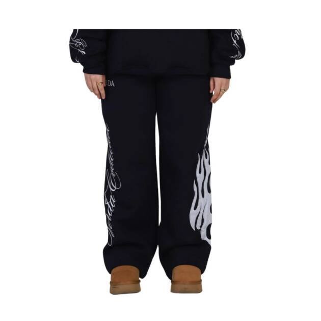 Flame Origin Sweatpants Navy | Premium Fleece Pants | Unisex Streetwear Comfort