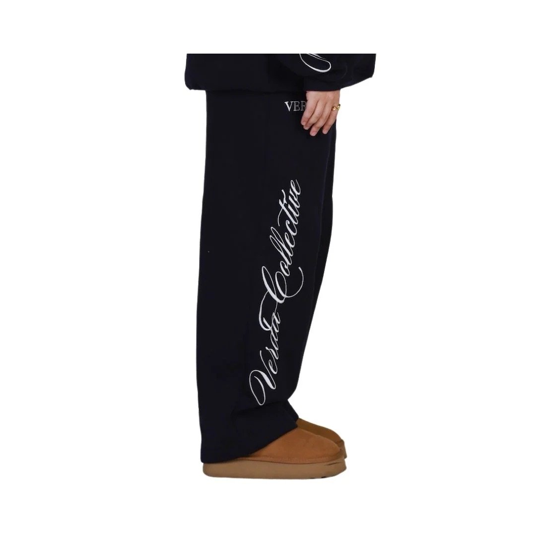 Flame Origin Sweatpants Navy | Premium Fleece Pants | Unisex Streetwear Comfort - Image 3