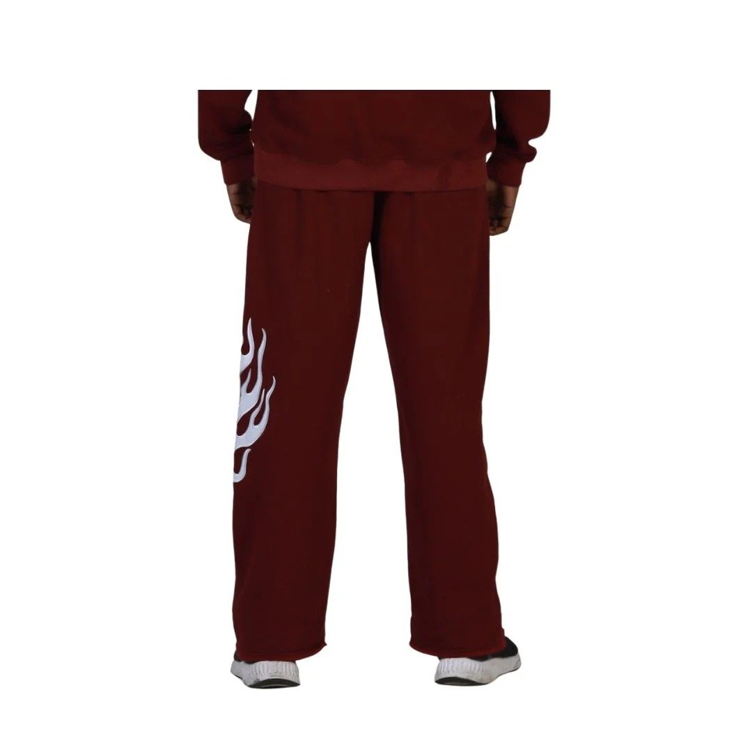 Flame Origin Sweatpants Maroon | Premium Fleece Pants | Unisex Streetwear Comfort - Image 2