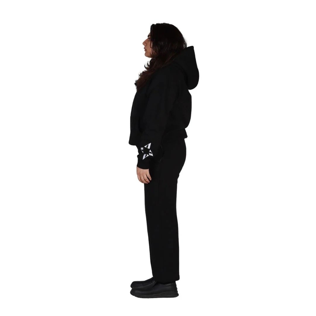 Georose Black Tracksuit | Premium Fleece Hoodie & Fleece Pant Set | Unisex Streetwear Outfit - Image 3