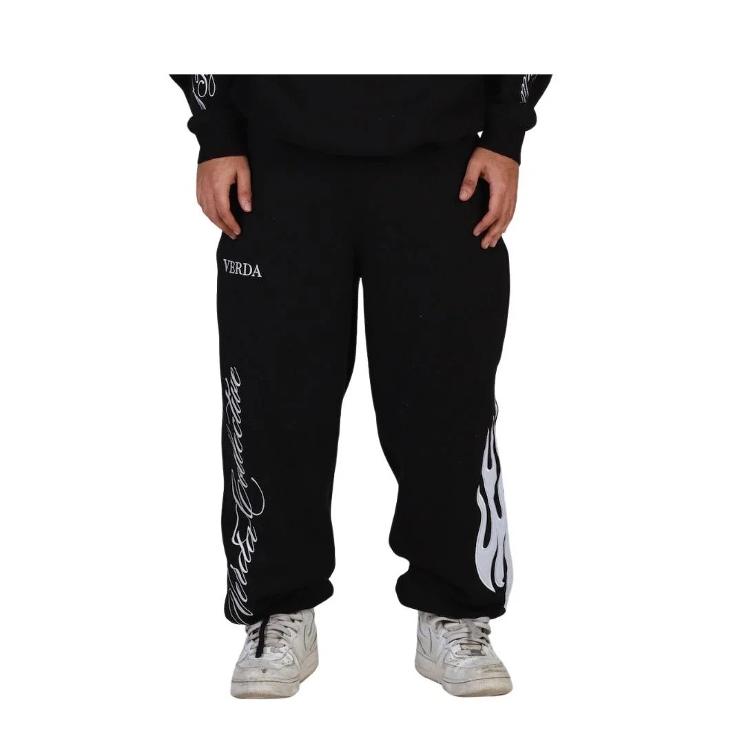 Flame Origin Sweatpants Black | Premium Fleece Pants | Unisex Streetwear Comfort - Image 3