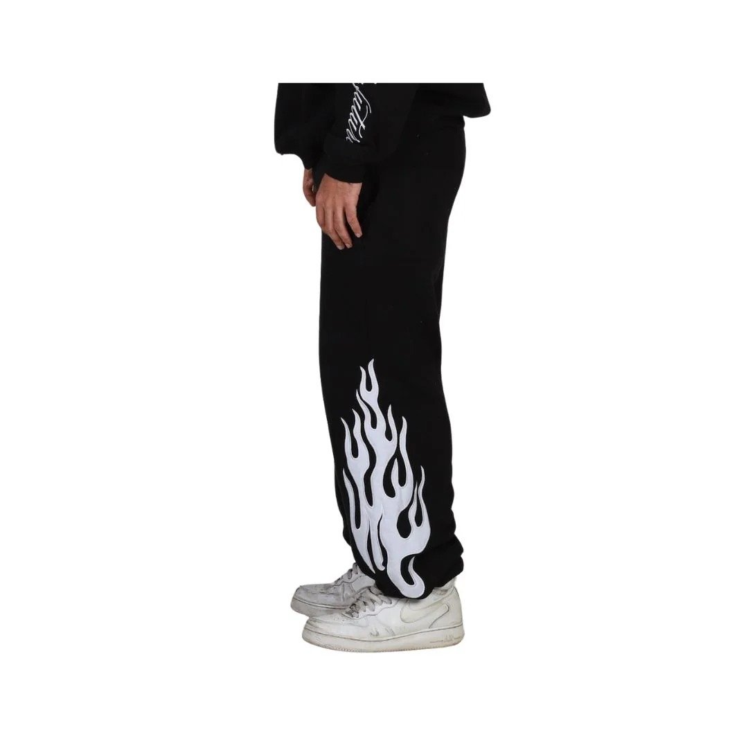 Flame Origin Sweatpants Black | Premium Fleece Pants | Unisex Streetwear Comfort - Image 2