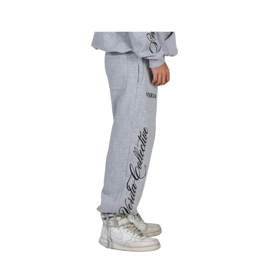 Flame Origin Sweatpants Grey | Premium Fleece Pants | Unisex Streetwear Comfort - Image 3