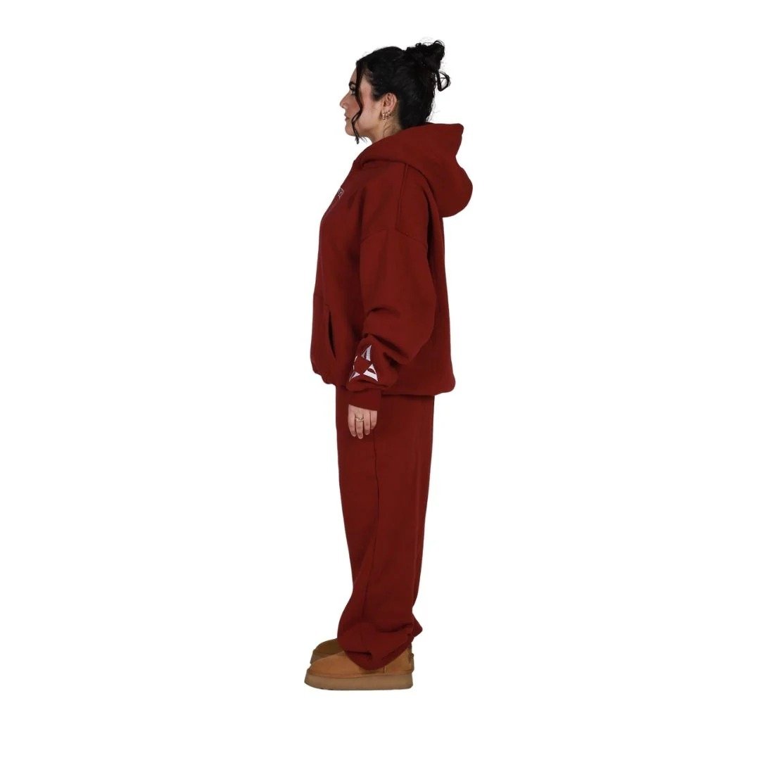 Georose Maroon Tracksuit | Premium Fleece Hoodie & Fleece Pant Set | Unisex Streetwear Outfit - Image 3