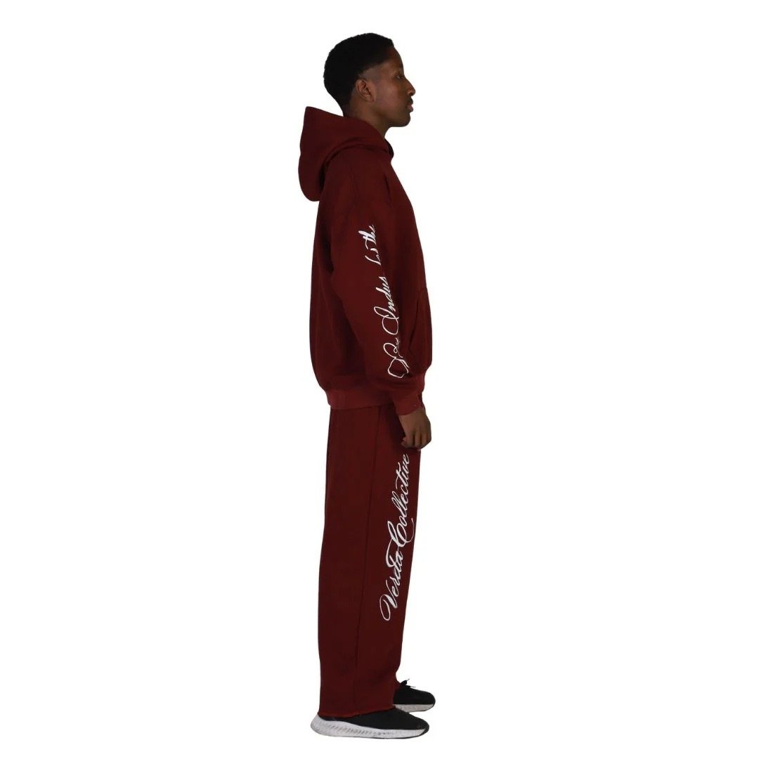Maroon Flame Tracksuit | Premium Fleece Hoodie & Fleece Pant Set | Unisex Streetwear Outfit - Image 3