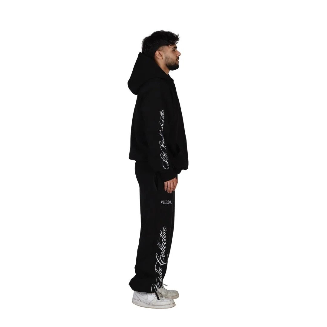 Black Flame Tracksuit | Premium Fleece Hoodie & Fleece Pant Set | Unisex Streetwear Outfit - Image 3