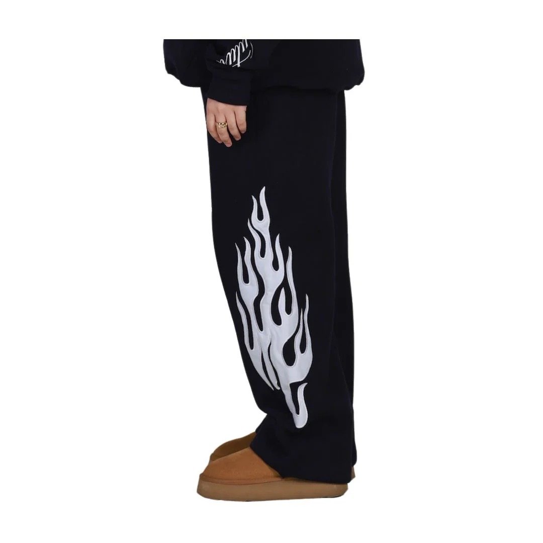 Flame Origin Sweatpants Navy | Premium Fleece Pants | Unisex Streetwear Comfort - Image 2